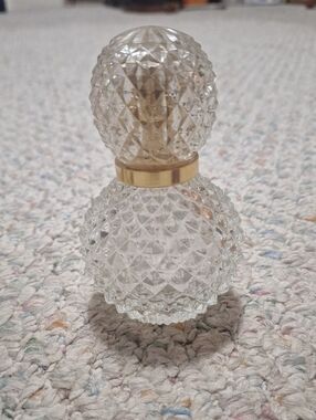 Clear Glass Perfume Bottle with Gold Accent - Home Accents